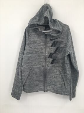 Nike Gray Full Zip Dri-Fit Standard Fit Hoodie Sweatshirt Kids M